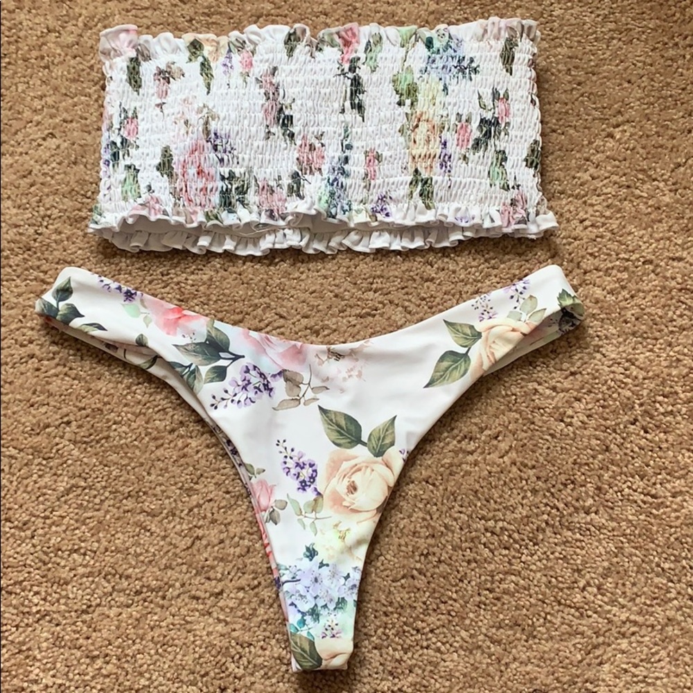 Floral pink swim suit